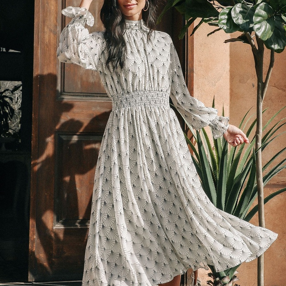 Bohme Elegant Gray and White Patterned Dress